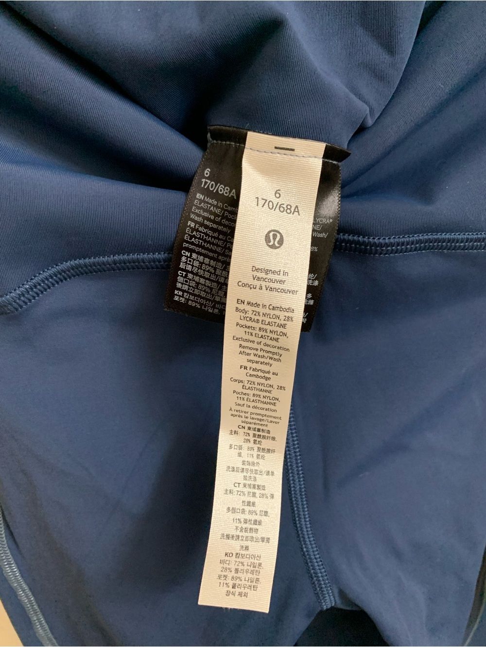 lululemon Power Thru High Rise Tight 25” Navy Blue Full-Length Leggings size 6 - Picture 7 of 8